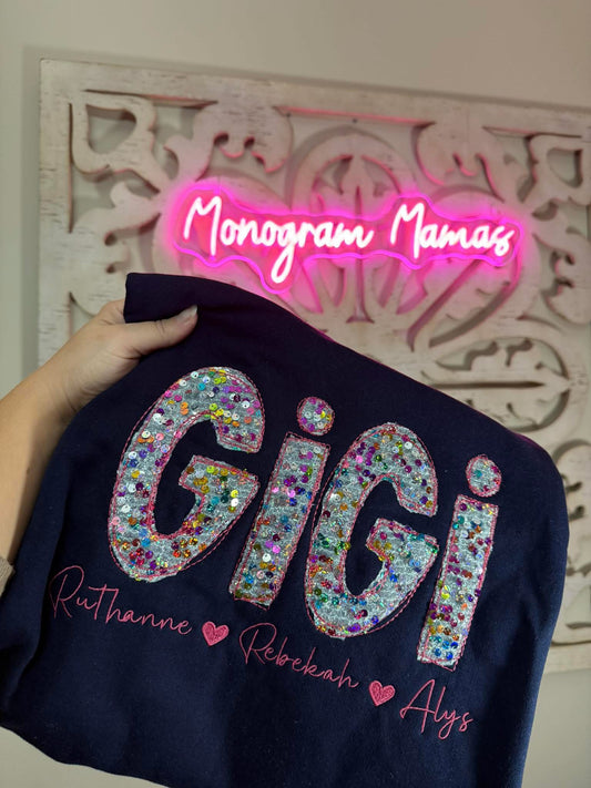 Custom Sequin Name Sweatshirts