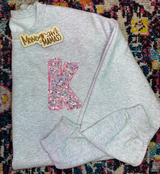 Sequin Pocket Initial Sweatshirts