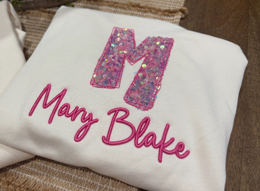 Custom Sequin Initial, Puff Name Bubble
